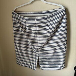 Ann Taylor Tweed Midi Pencil Skirt, Blue and White Striped